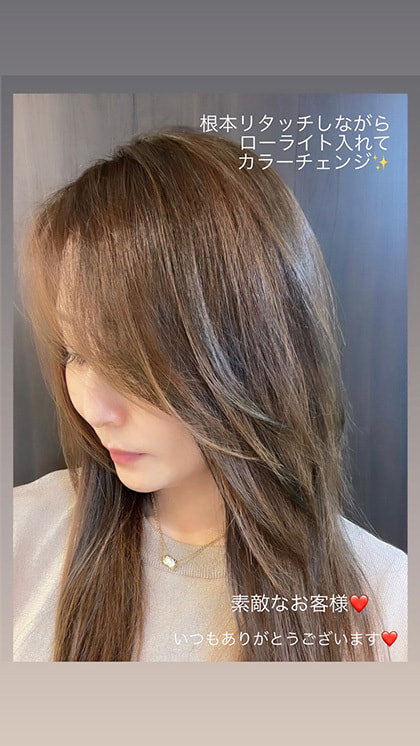 富士市美容室ミッシュヘアーのローライトを入れてカラーチェンジ